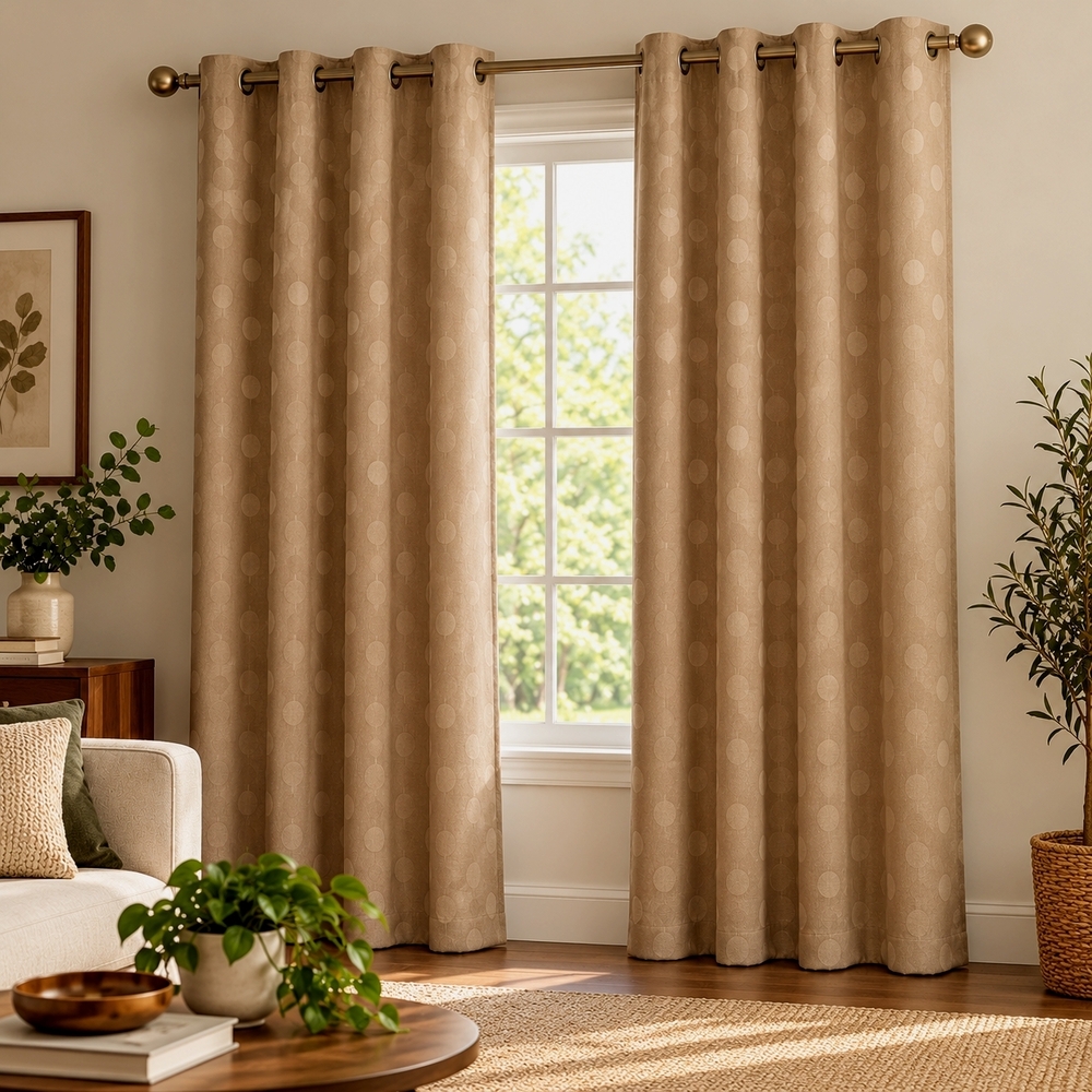 Mirror Mirror Homewear Blackout Curtains Taupe Brown Geometric 40x90 4 Panel Set